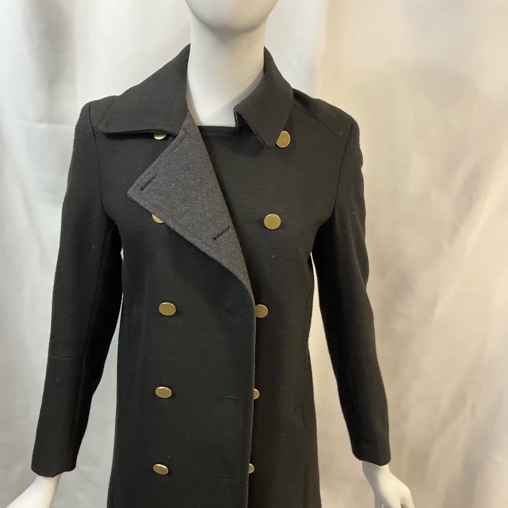 Women's Double-Breasted Wool Black Pea Coat H&M - Picture 4 of 10